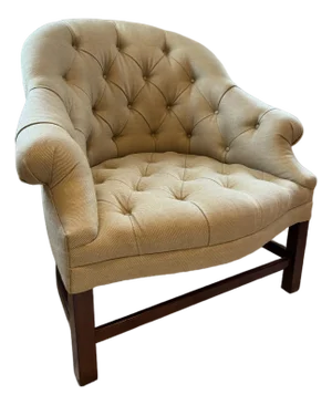 Bunny Williams T42 Tufted Lounge Chair in Tan Beige Linen
