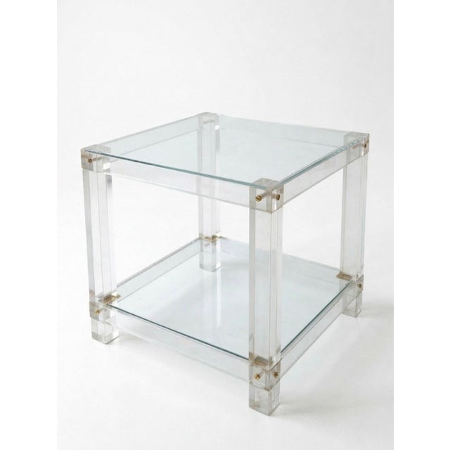 1980s Italian Postmodern Acrylic and Glass Side Table, 1980s For Sale - Image 5 of 5