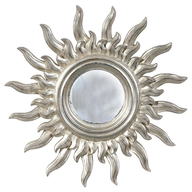 1960s Mid-Century Sun Silver Wood French Mirror, 1960s For Sale - Image 5 of 5