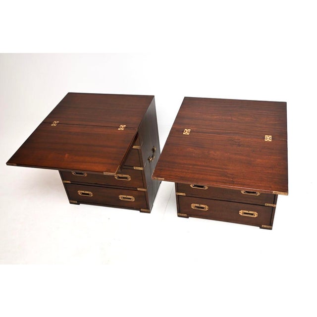 Antique Military Campaign Bachelor Chests of Drawers, 1930s, Set of 2 For Sale - Image 6 of 11