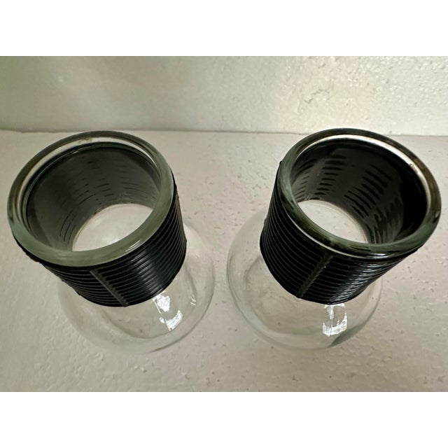 Transparent Vintage 1900s Black Banded Glass Hottle Bottles- Set of 2 For Sale - Image 8 of 9