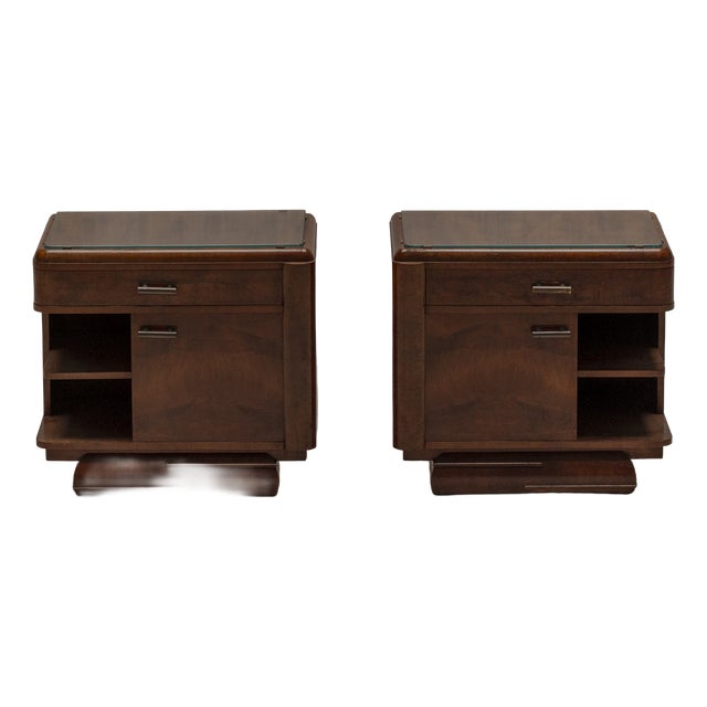 Vintage Art Deco Burl Wood Side Tables, 1930s, Set of 2 For Sale