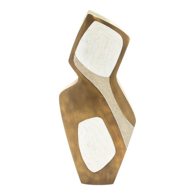 Modern Vase in Shagreen With Mother of Pearl and Brass Details by R&y Augousti For Sale