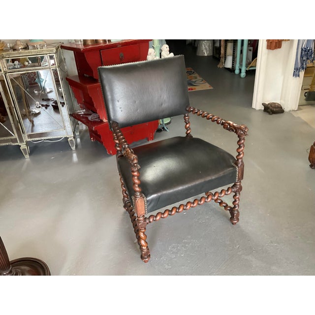 Antique Barley Twist Carved Lion Arm Chair For Sale - Image 9 of 9