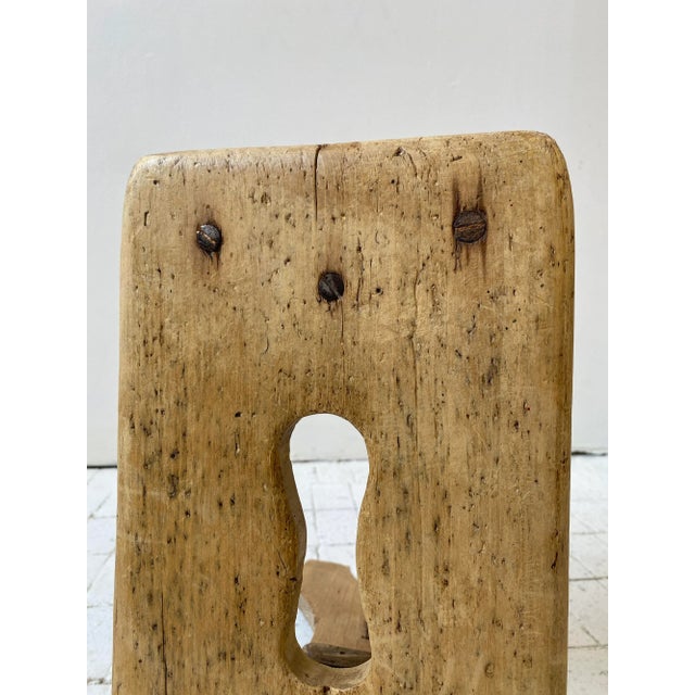 Tan Vintage Natural Pine Primitive / Farmhouse Stool, Circa 1920s For Sale - Image 8 of 13