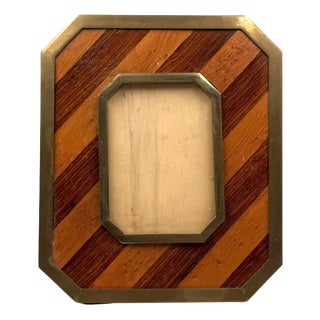 Mid-Century Modern Brass and Wood Picture Frame, Italy, 1970s For Sale