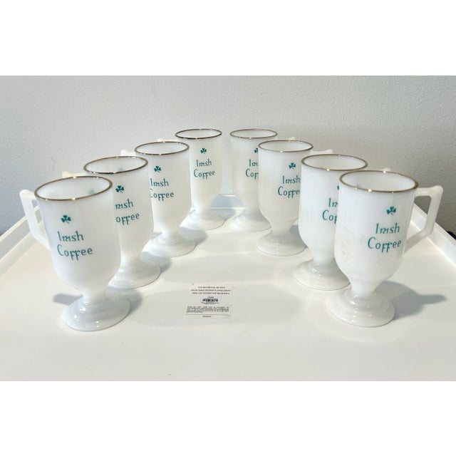 Glass Early 20th Century Milk Glass Irish Coffee Mugs, Set of 8 For Sale - Image 7 of 12