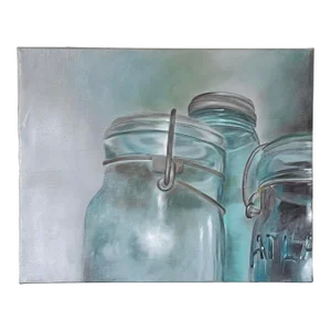 Original Painting of Vintage Canning Jars -- Contemporary Realism by Tracy Meola