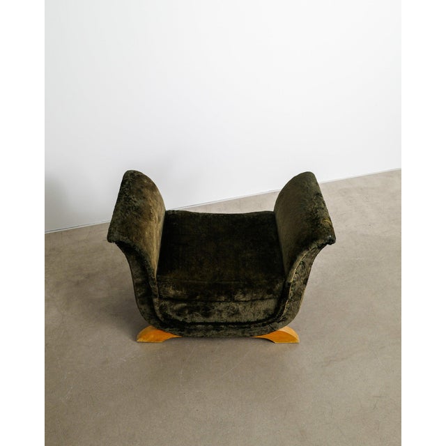 1950s Swedish Mid-Century Modern Sculptural Stool in Greet Velvet, 1950s For Sale - Image 5 of 7