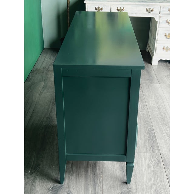 Mid-Century Forrest Green High Gloss Lacquered Desk of Four Drawers For Sale - Image 9 of 11