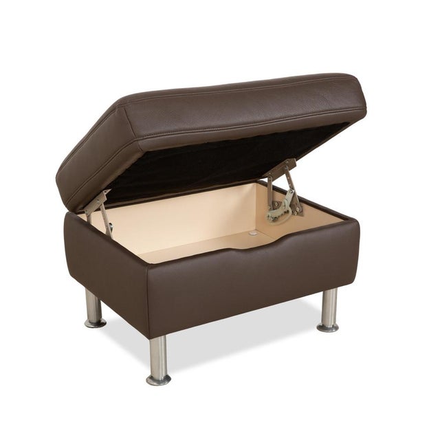 Brown Leather Ottoman with Storage Compartment from Hukla For Sale - Image 4 of 11
