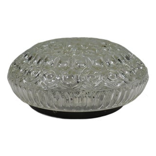 Mid-Century Sculptural Pressed Glass Ceiling Lamp, 1970s For Sale