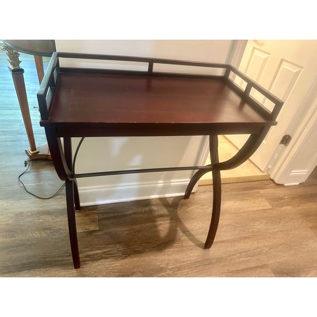 Barbara Barry Barbara Barry for Baker Style Mahogany Drinks Tray Table For Sale - Image 4 of 6