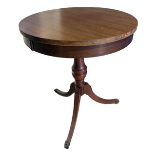 Vintage Mersman Mahogany Pedestal Side Table With Paw Feet For Sale