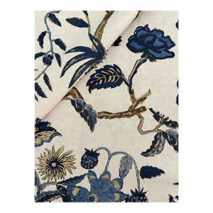 Thibaut F910225 Coromandel Navy Linen Cotton Blend Fabric 4 Yards