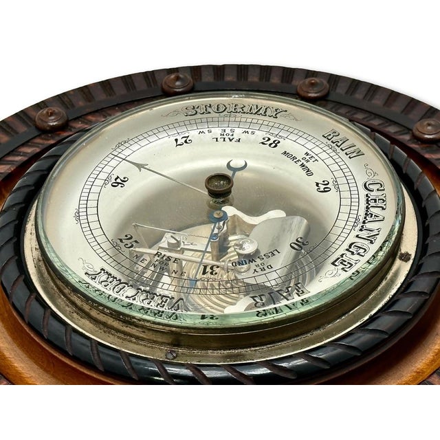 Beautiful and Fine Quality Antique Carved Mahogany Wall Barometer With Transparent Glass Dial - Circa 1890s For Sale - Image 14 of 18