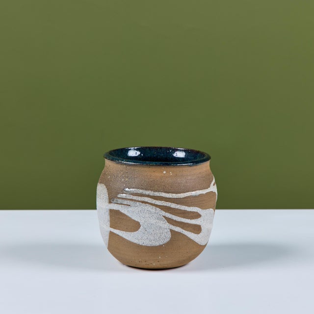 Mid 20th Century Stoneware Table Planter with White Glaze For Sale - Image 5 of 13