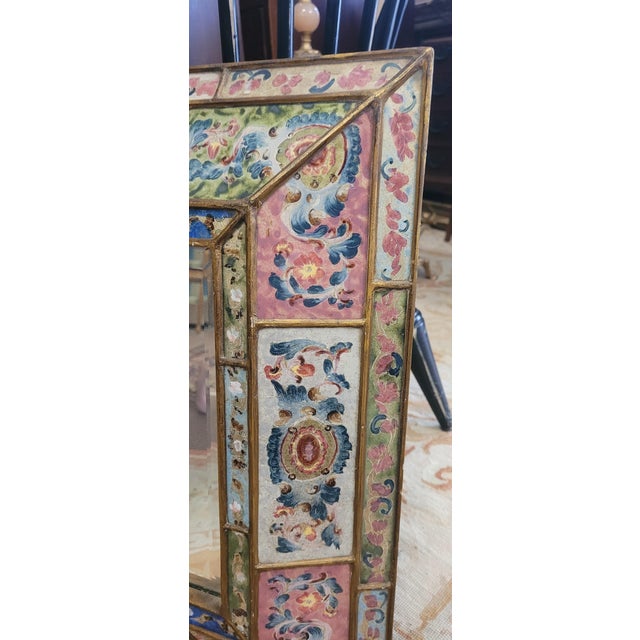 Beautiful Diminutive Reverse Painted Vintage Mirror For Sale - Image 9 of 10