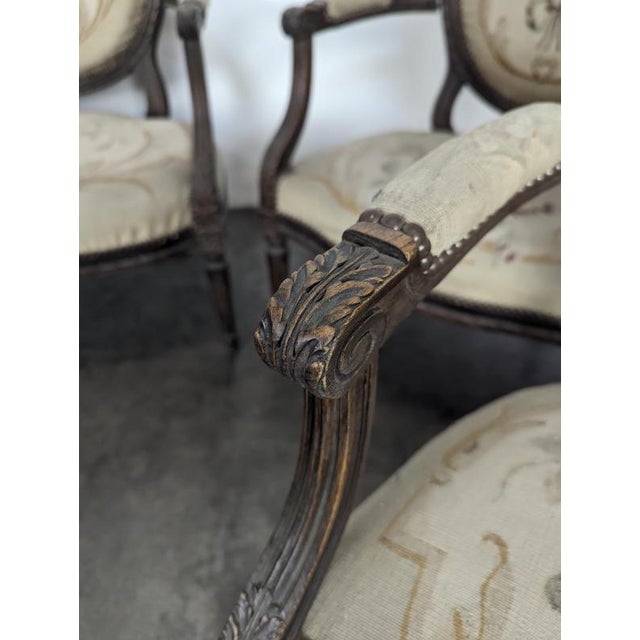 Louis XVI Style Sofa, Armchairs and Chairs in Aubusson Tapestry, Set of 5 For Sale - Image 15 of 18