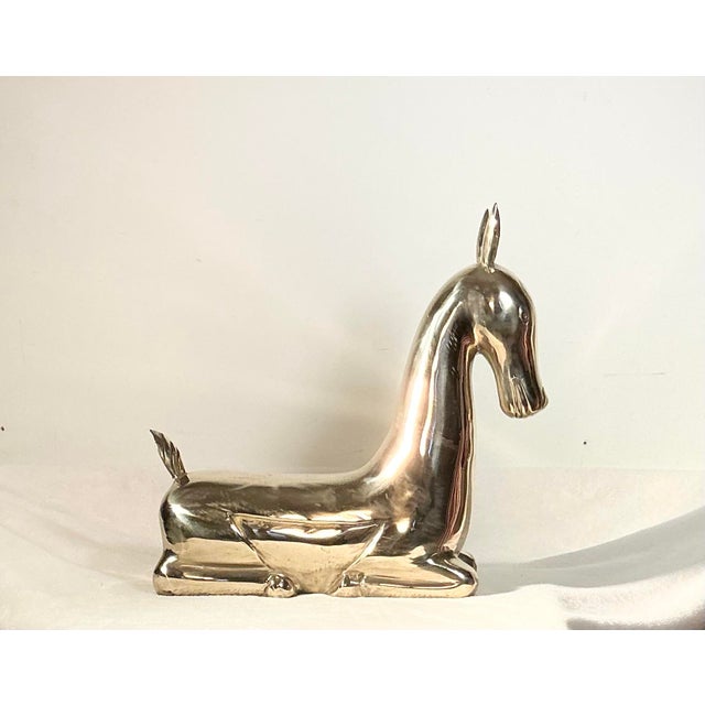 High polished finish, vintage decorative Regency solid brass horse foal sculpture. Quite heavy, 13 pounds. Beautiful...