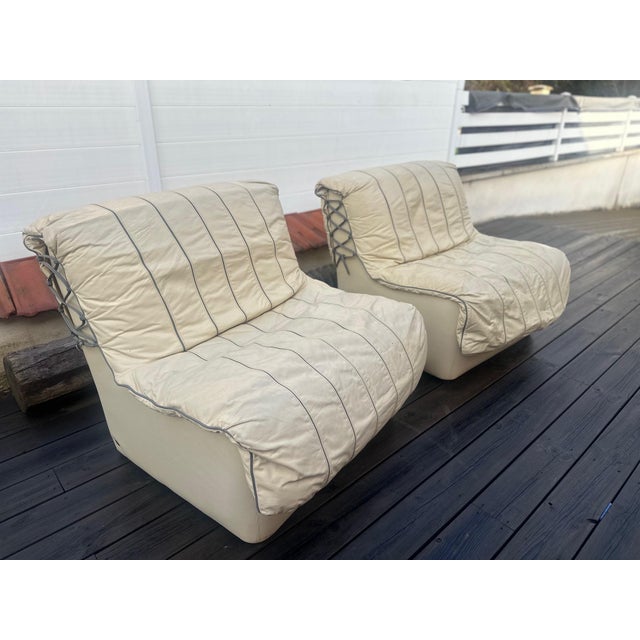 White Sofa and Leather Chairs, 1980s, Set of 3 For Sale - Image 8 of 18