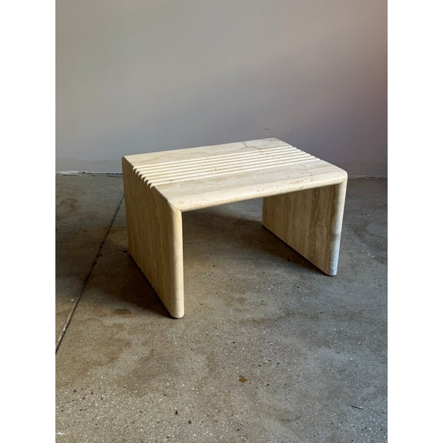 Beige Postmodern Travertine Nesting Side Tables, a Set of 3 For Sale - Image 8 of 12