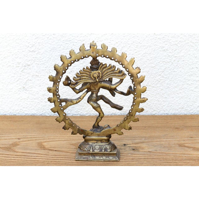 Metal Burnished Golden Brass Shiva Nataraja For Sale - Image 7 of 8