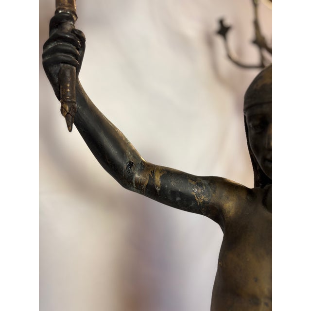 Monumental Pair of Toussaint Figural Candelabras in Patinated Bronze For Sale - Image 10 of 17