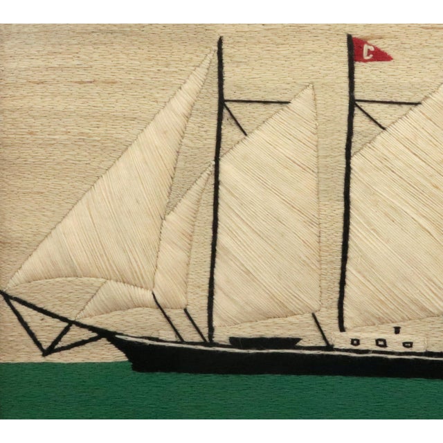 Late 19th Century British Sailor's Woolwork of a Three-Masted Schooner Under Full Sail For Sale - Image 5 of 8