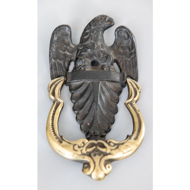 Antique American Cast Iron & Brass Federal Eagle Door Knocker For Sale - Image 4 of 7