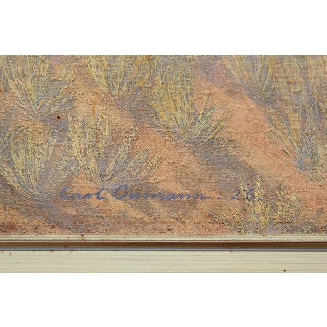 Naturalistic landscape painting of the South African Safari. The work is done in pastel like colors. It is signed by the...