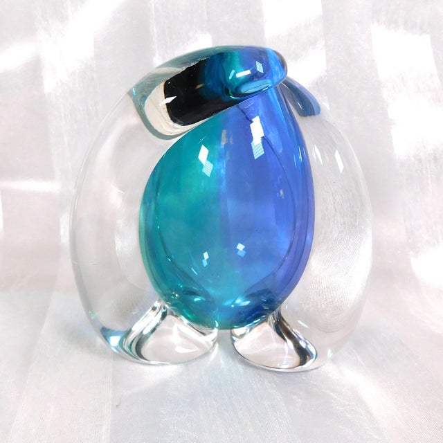 Contemporary Buzz Blogdett Blue and Teal Art Glass Perfume Bottle For Sale - Image 3 of 6