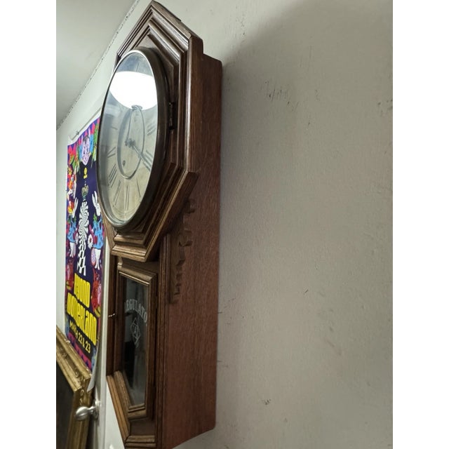 Ansonia Clock Company Antique Ansonia “Regulator A” Schoolhouse Style Regulator Wall Clock For Sale - Image 4 of 10