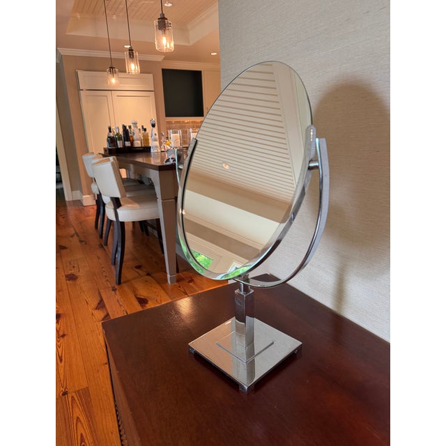 Vintage Tabletop Vanity Chrome Mirror For Sale - Image 4 of 4