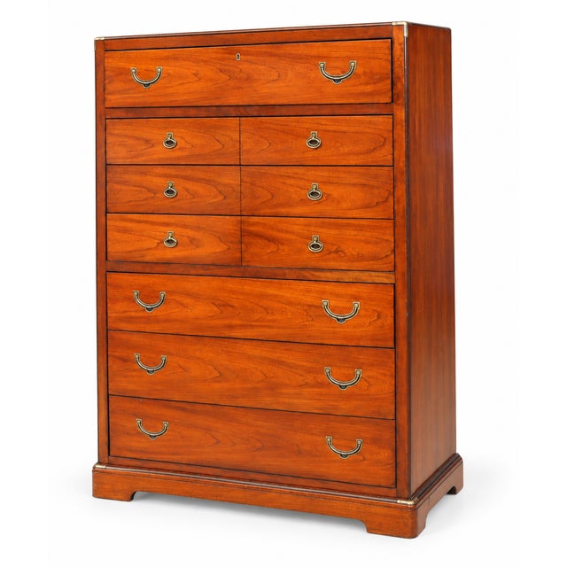 Campaign 1970s National Mt. Airy Campaign-Style Tall Chest With Brass Hardware For Sale - Image 3 of 14