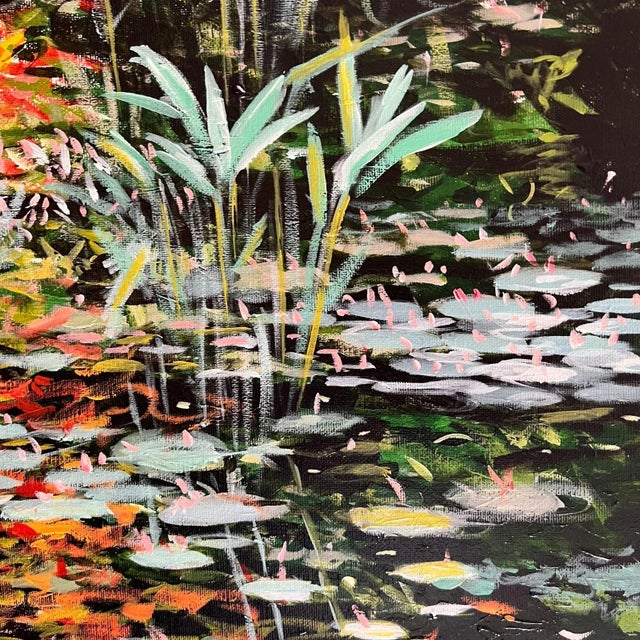 "Autumn in Giverny" Framed Contemporary Expressionist Style Landscape Acrylic Painting For Sale - Image 10 of 12