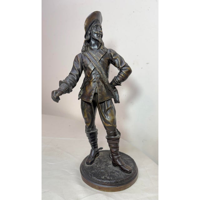 Up for sale is a high-quality antique 19th century bronze cavalier statue. This original European sculpture features a...