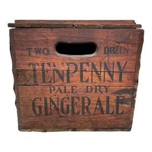 Rare Prohibition Era Ten Penny Pale Dry Ginger Ale Wood Advertising Crate – Norfolk, Virginia, C. 1921–1923