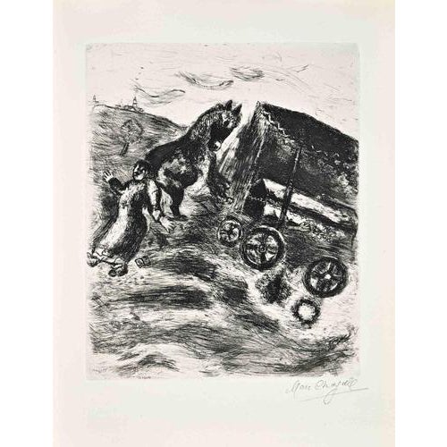 Etching on Montval paper, realized between 1927 and 1930. Table from "Les Fables de La Fontaine", published in 1952 in and...