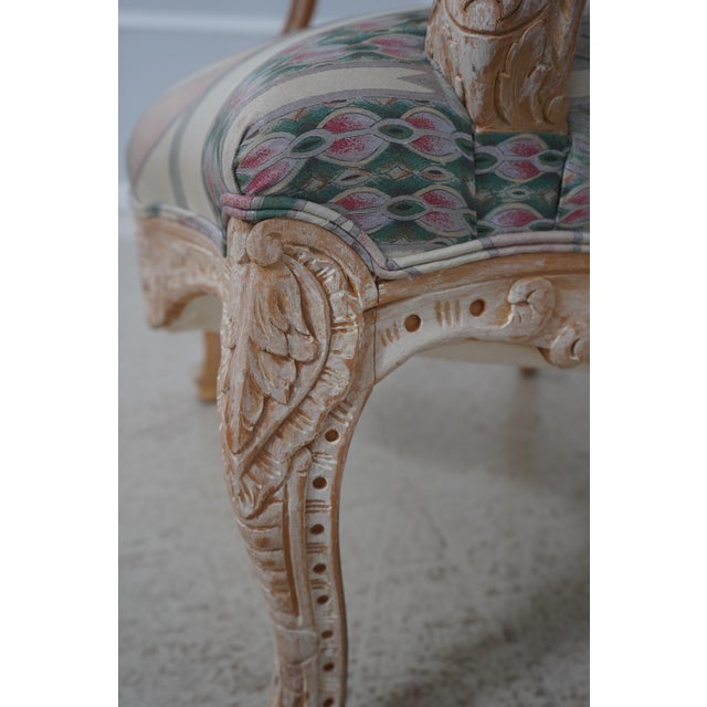 Pair Vintage French Louis XV Carved Open Arm Library Chairs For Sale - Image 15 of 18