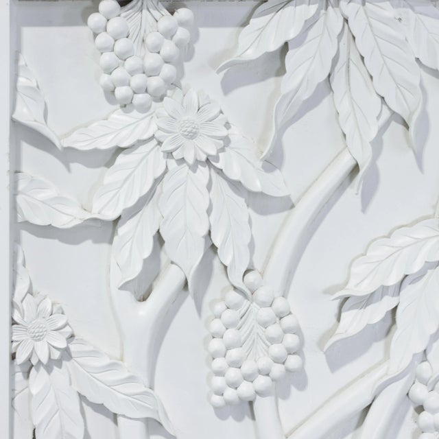 Pair of Modern White Relief Wall Panels With Bird and Grape Motifs For Sale - Image 15 of 18