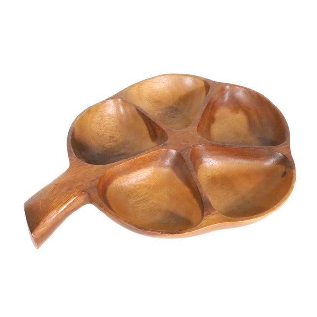 Mid 20th Century Mid 20th Century Hand Carved Wood Serving Bowl Made in the Philipines For Sale - Image 5 of 5