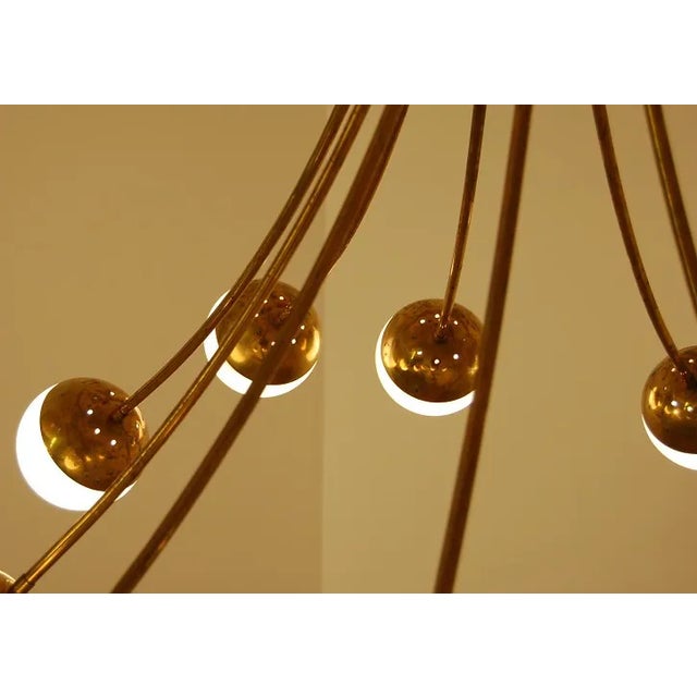 Stilnovo Italian Brass Chandelier For Sale - Image 4 of 5