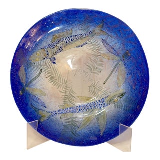 Antique 1930's Ernst Hantich & Co Johnolyth Dragonfly Fish Glass Glass Bowl Dish For Sale