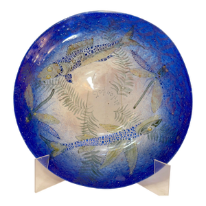Antique 1930's Ernst Hantich & Co Johnolyth Dragonfly Fish Glass Glass Bowl Dish