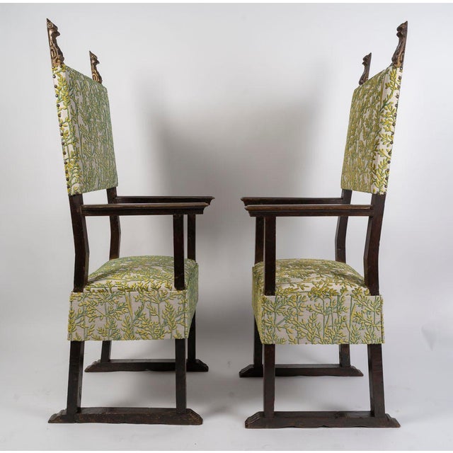 Wood Antique High Period Style Armchairs, 1800s, Set of 2 For Sale - Image 7 of 9