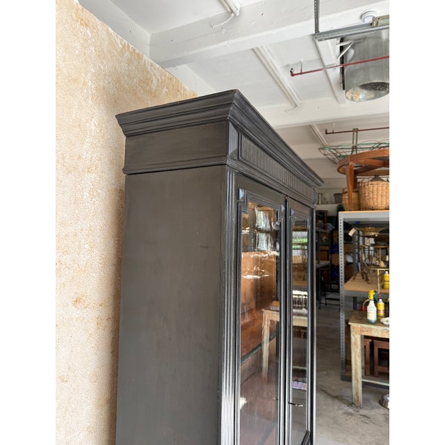 Late 19th Century French Napoleon III Style Ebonized Bookcase With Original Glass Doors For Sale - Image 9 of 18