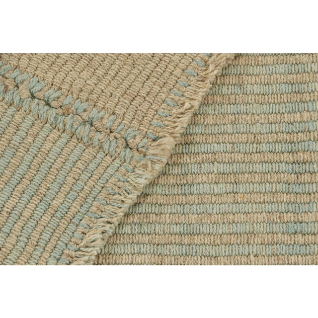 Textile Rug & Kilim’s Contemporary Kilim in Beige and Blue Textural Stripes For Sale - Image 7 of 7