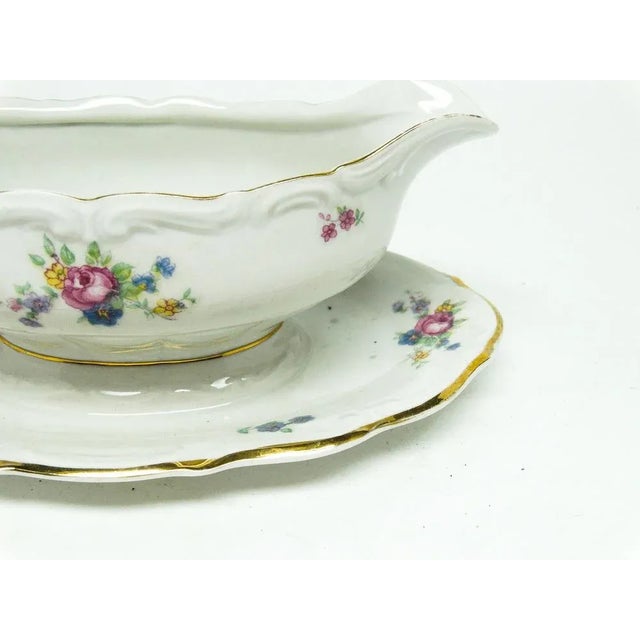 Art Deco Gravy Boat with Underplate from Tielsch Pottery, Poland, 1950s, Set of 2 For Sale - Image 3 of 8