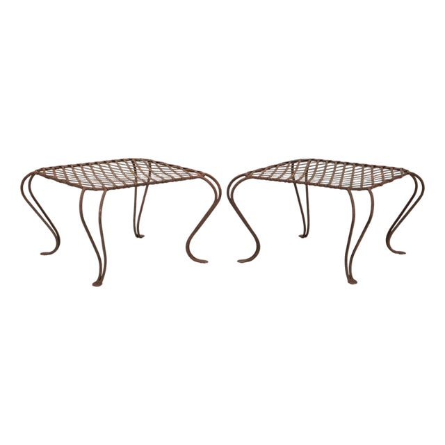 Pair of Rose Tarlow Twig Iron Garden Lattice Side Tables For Sale